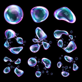 Platzen von seifenregenbogenblasen mit reflexionen