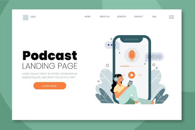 Kostenloser Vektor podcast-landingpage-illustration