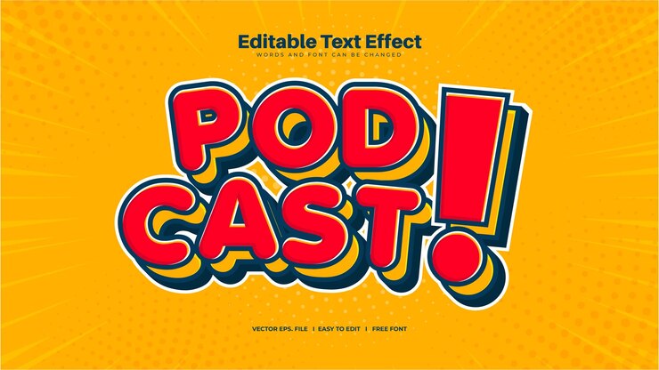 Kostenlose Vektor podcast-texteffekt