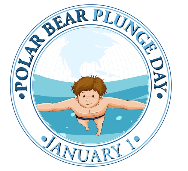Kostenloser Vektor polar bear plunge day januar symbol