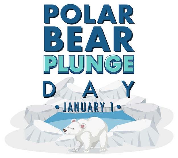 Kostenloser Vektor polar bear plunge day januar symbol