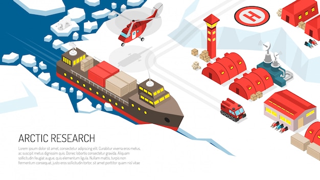 Kostenloser Vektor polarforschungs-polarstationsillustration