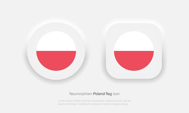 Polen-flaggensymbol im trendigen neumorphismus-stil. polen-flaggen-schaltflächen. vektor-eps 10