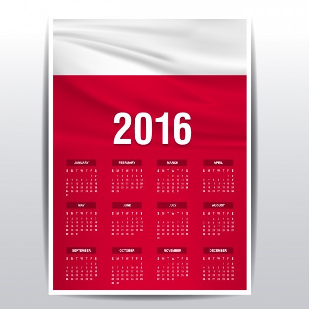 Kostenloser Vektor polen kalender 2016