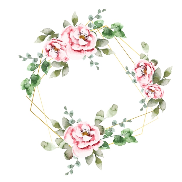 Polygonale Rahmen mit eleganten Blumen