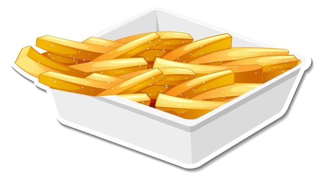 Pommes-Frites-Aufkleber auf weißem Hintergrund