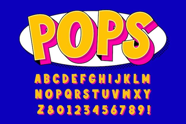 Pop-art-alphabet und zahl