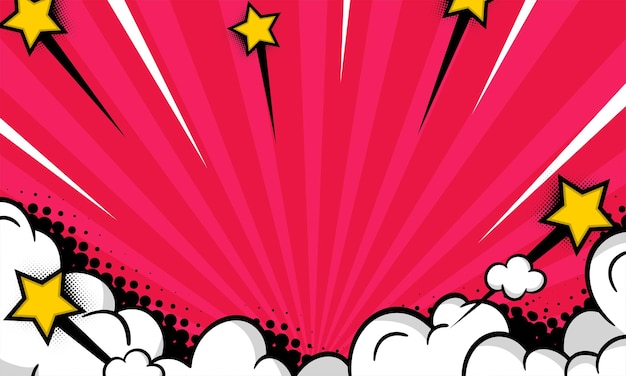 Pop-art-comic-hintergrund mit halbtonfarbe und lustiger wolke