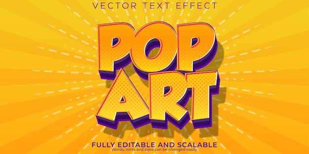 Kostenloser Vektor pop-art-texteffekt, editierbares poster und farbenfroher textstil