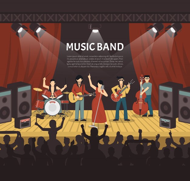 Pop-Musik-Band-Vektor-Illustration