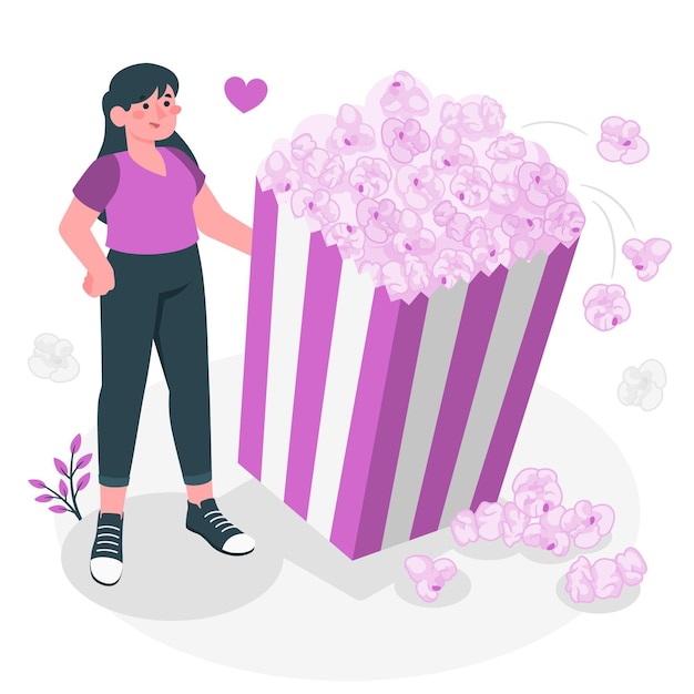 Kostenloser Vektor popcorn-konzeptillustration