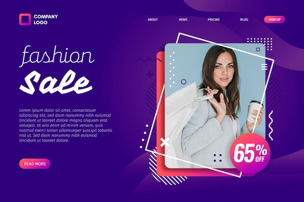 Porträt der landingpage des frauenmodeverkaufs