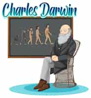 Kostenloser Vektor porträt von charles darwin im cartoon-stil