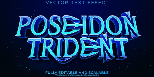 Poseidon-texteffekt editierbarer dreizack und ozean-textstil