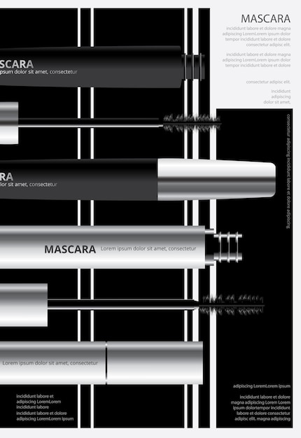 Poster kosmetische mascara mit verpackung