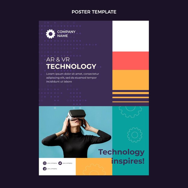 Kostenloser Vektor poster mit minimaler technologie im flachen design