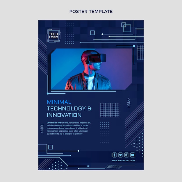 Poster mit minimaler technologie im flachen design