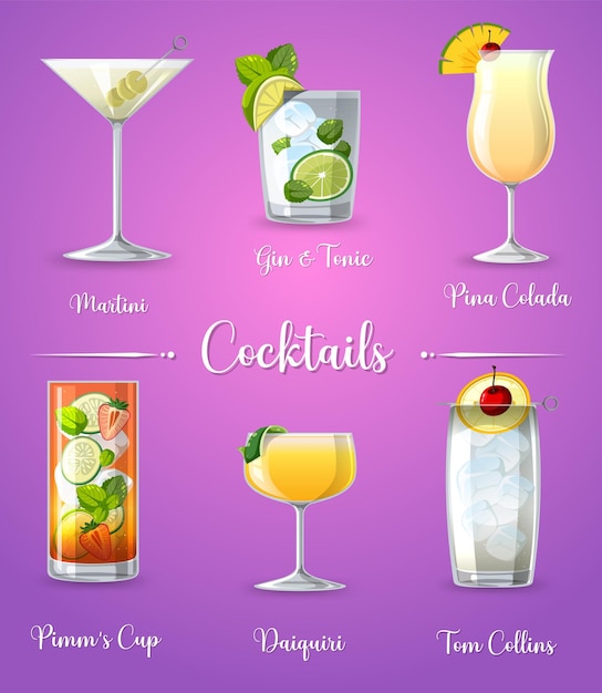Kostenloser Vektor posterdesign für die cocktailkarte