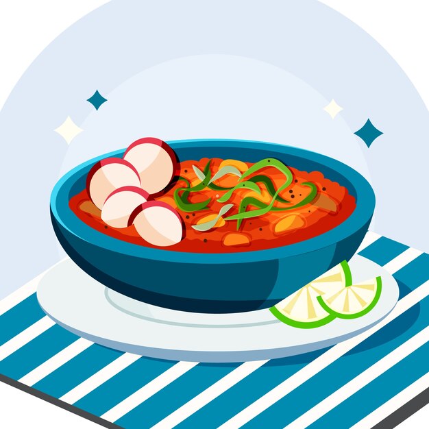 Pozole-Illustration im flachen Design