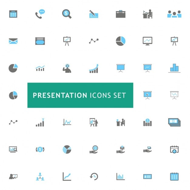 Kostenloser Vektor präsentation blau und grau icons set