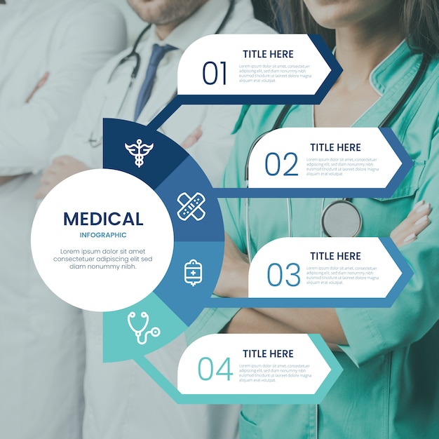 Kostenloser Vektor präsentationsprozess für medizinische infografiken