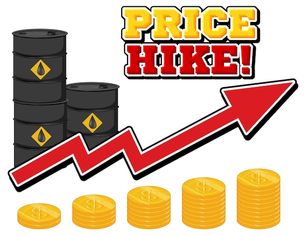 Kostenloser Vektor preiserhöhung mit rotem pfeil nach oben