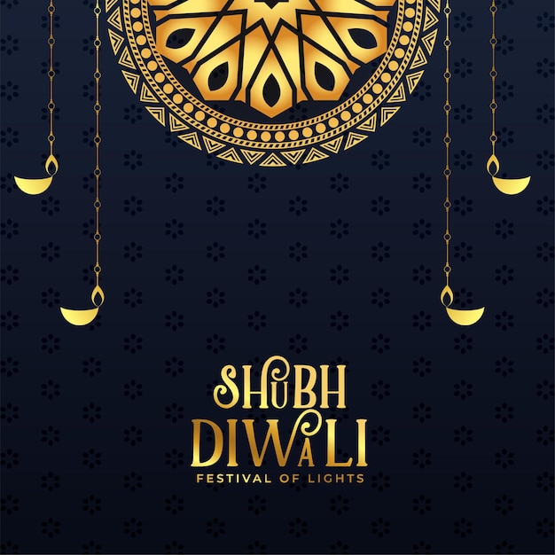 Premium-happy-diwali-hintergrund mit hängendem diya-design