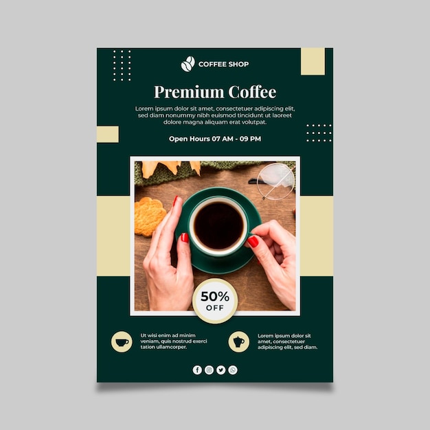 Kostenloser Vektor premium kaffee poster vorlage