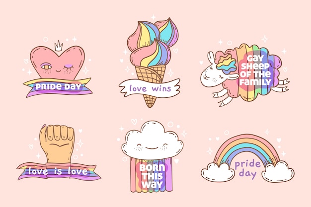 Pride day label set style