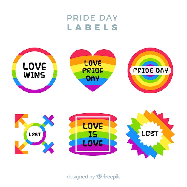 Kostenloser Vektor pride day labels-auflistung