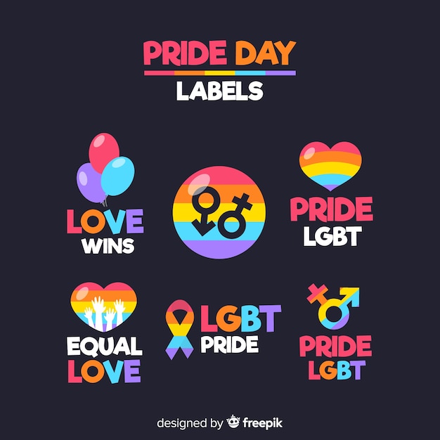 Kostenloser Vektor pride day labels-auflistung