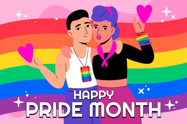 Pride Month handgezeichneter flacher LGBT-Hintergrund