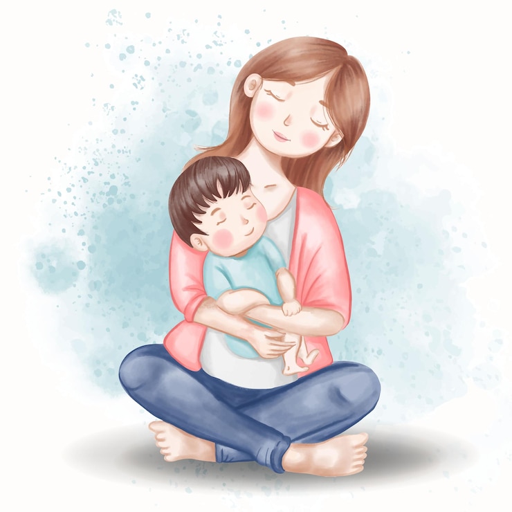 Kostenlose Vektor prinmom und sohn aquarell-illustration für den muttertag
