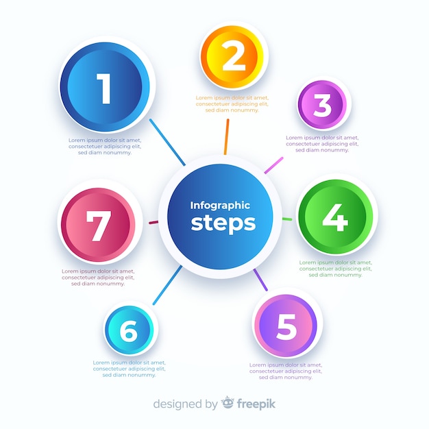 Professionelle infografik-schritte mit farbverlauf