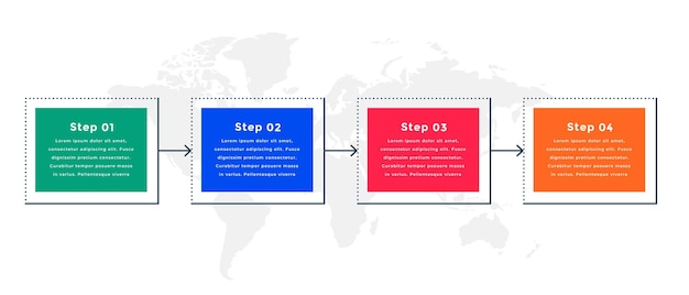 Kostenloser Vektor professionelle timeline-infografik-vorlage mit vier schritten