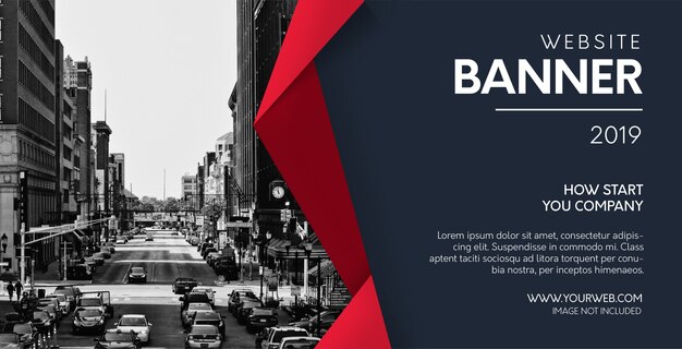 Professionelle Website-Banner mit roten Formen