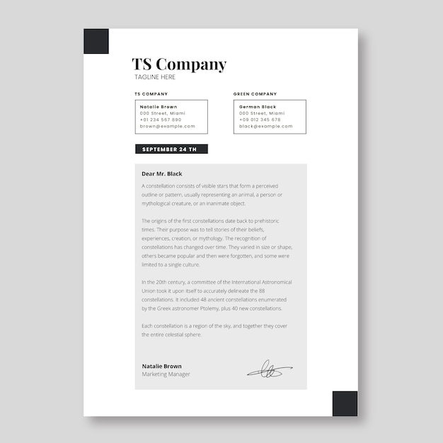 Professioneller einfacher formeller Brief