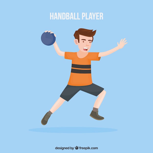 Professioneller handballspieler mit flachem design