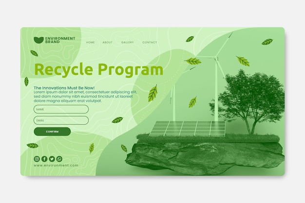 Kostenloser Vektor programm-landingpage-vorlage recyceln