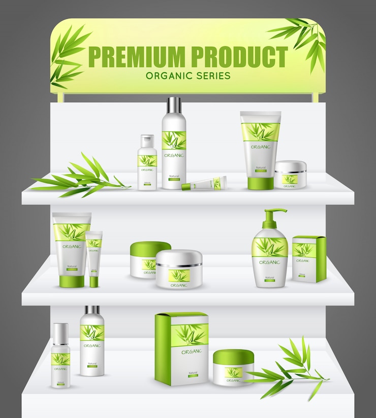Kostenlose Vektor promotion stand kosmetische produkte