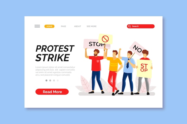 Kostenloser Vektor proteststreik-landingpage