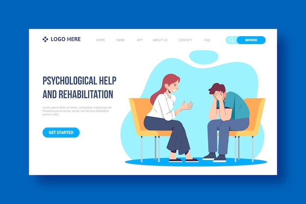 Kostenloser Vektor psychologische hilfe - landing page