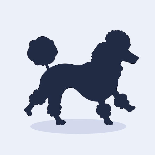 Pudelschattenbildillustration des flachen Designs
