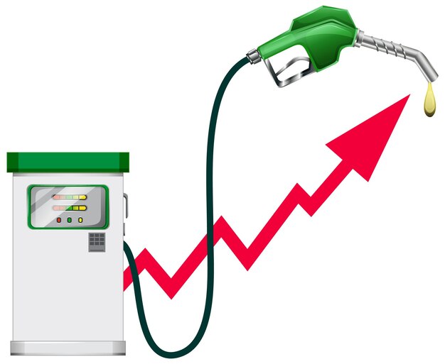 Pumpe mit Düse und rotem Pfeil nach oben