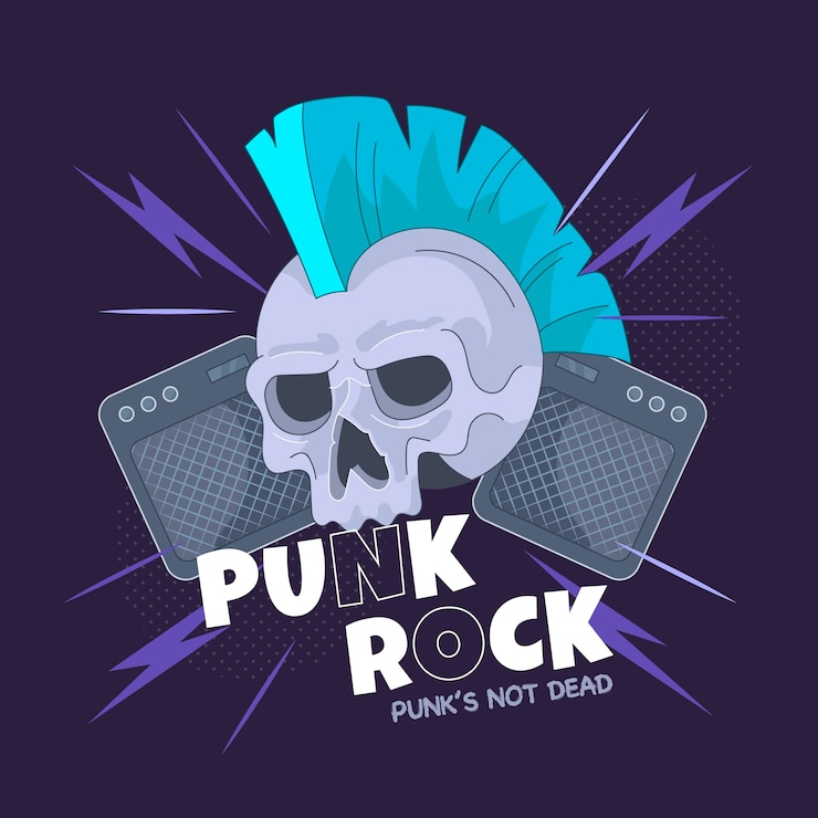 Kostenlose Vektor punkrockillustration des flachen designs