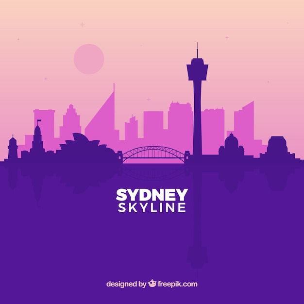 Kostenloser Vektor purpurrote sydney-skyline