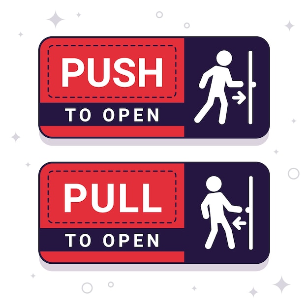 Kostenloser Vektor push-pull-schild-darstellung