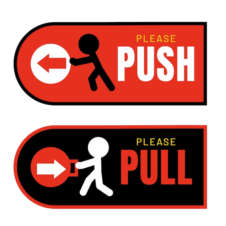 Kostenlose Vektor push-pull-schild-darstellung