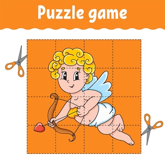 Puzzle-spiel für kinder. arbeitsblatt zur bildungsentwicklung. lernspiel für kinder. valentinstag.
