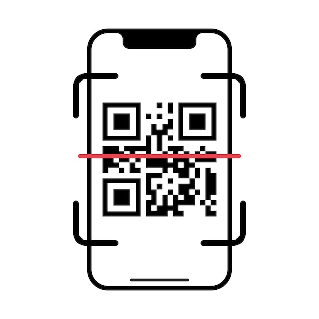 Kostenloser Vektor qr-code auf dem handy